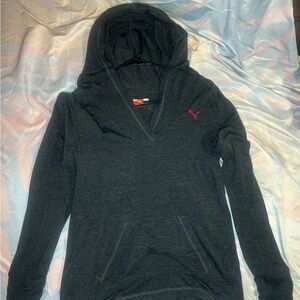 Puma Dark Gray Hoodie with Pink Logo